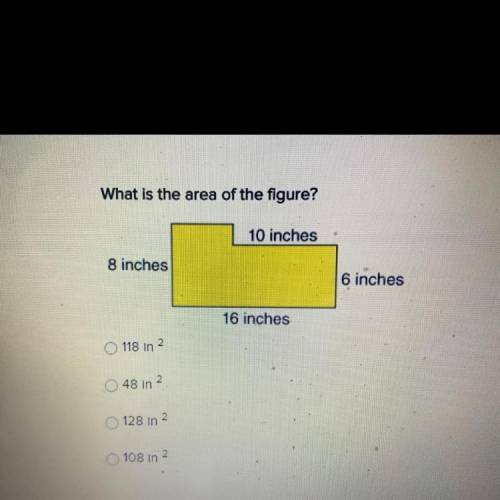 What is the area of the figure?
10 inches
8 inches
6 inches
16 inches