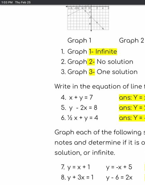 Please answer 7 and 8 if they have one solution infinite or 0
