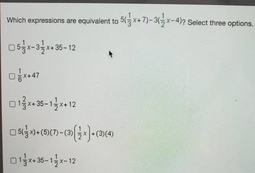 Which expressions are equivalent to 5(3x+7)=3(​