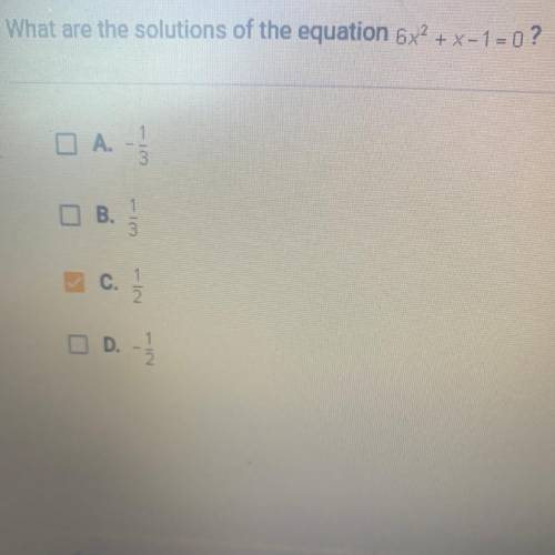 What are the solution of this equation 6X^2+ X -1=0
