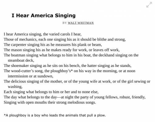 The poem I Hear America Singing by Walt Whitman was first published in 1860 in his book Leaves of G