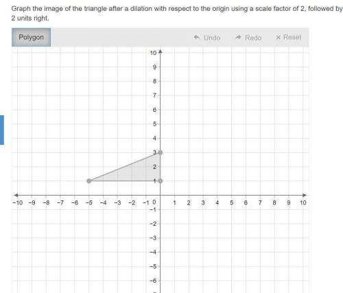 Graph the image of the triangle after a dilation with respect to the origin using a scale factor of