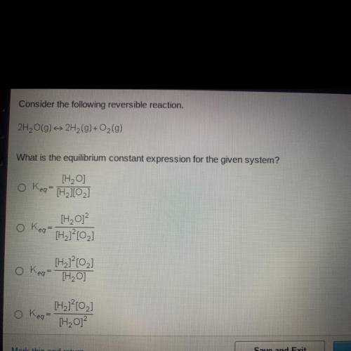 What is the equilibrium constant expression for the given system?