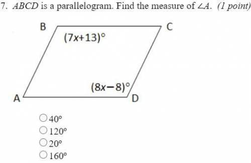 ABCD is a parallelogram. Find the measure of