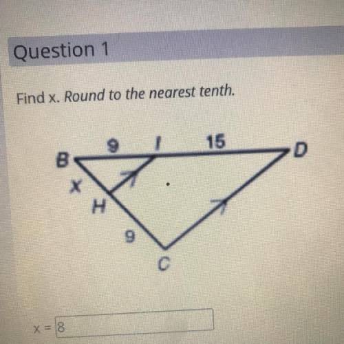 Find x. Round to the nearest tenth.
4
6
5
X= 4
