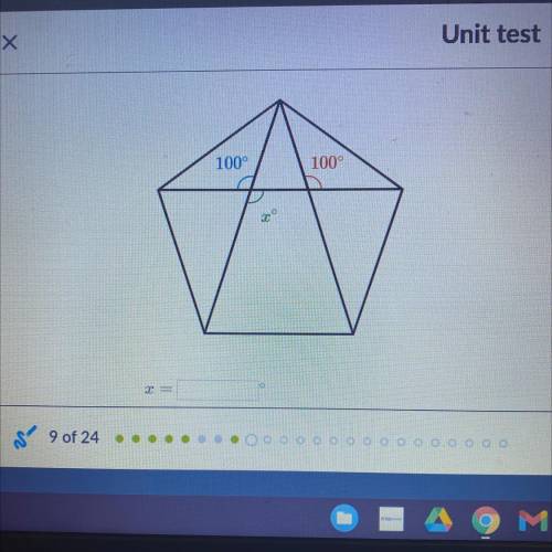 100°
100°
Find the value of X 
Please help asap