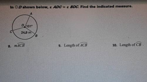 PLZZ HELP ASAP DUE IN AN HOUR

15 POINTS In ○ D shown below, €(measure) ADC = €(measure) BDC. Find