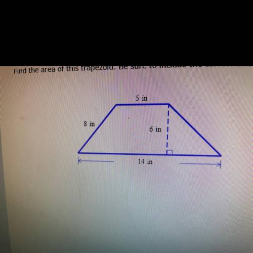 Find the area of this trapezoid. Be sure to include the correct unit with your answer