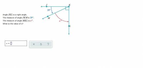 [Help Asap, Will Mark Brainliest] Angle JKL is a right angle. The measure of angle JKM is 25 degree