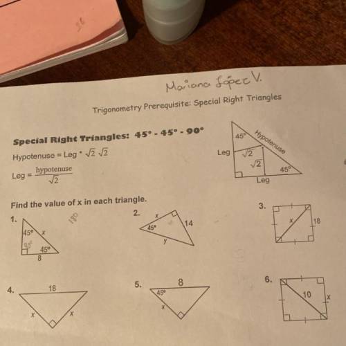 Help me please!!! Find the value of x in each triangle