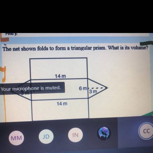 The net shown folds to form a triangular prism.what is the volume