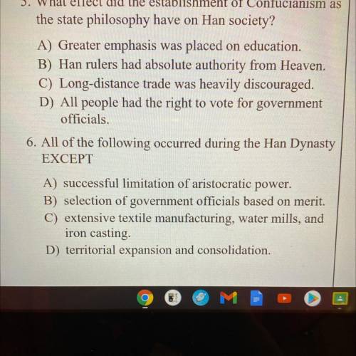 What effect did the establishment of Confucianism as
the state philosophy have on Han society?
