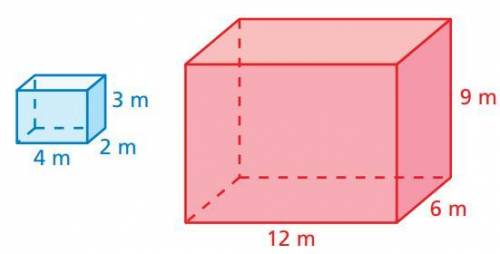 Compare the dimensions of the prisms. How many times greater is the surface area of the prism on th