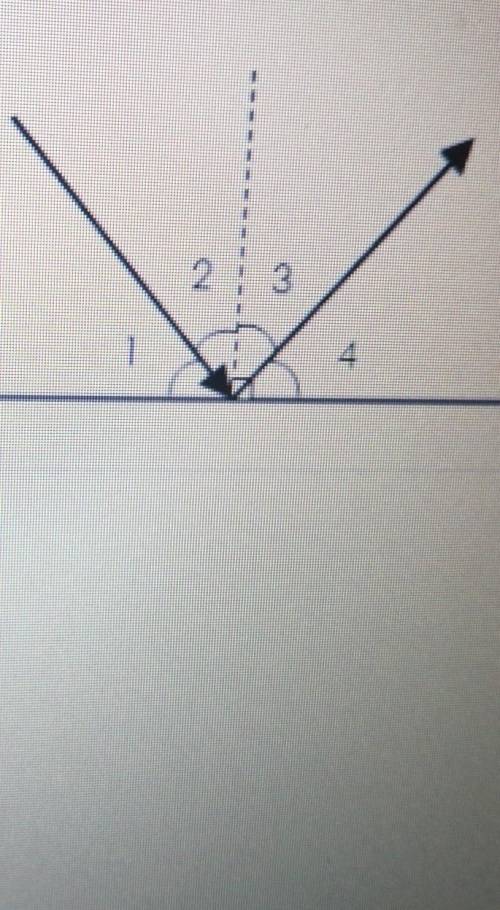 Which is the angle of incidence?  A. Angle 1 B. Angle 2 C. Angle 3 D. Angle 4​
