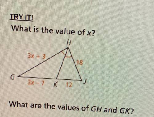 What is the value of X ?
What are the value of GH and GK?