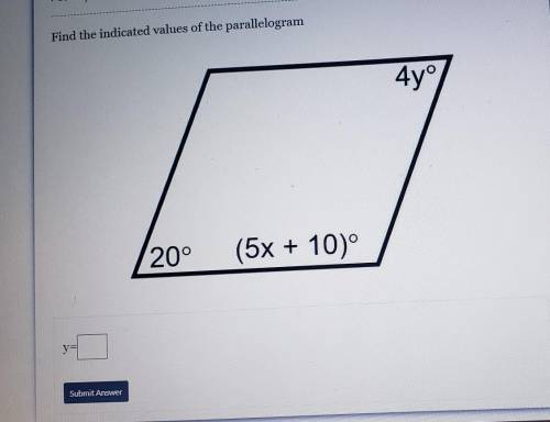 Find the indicated values of the parallelogram ​