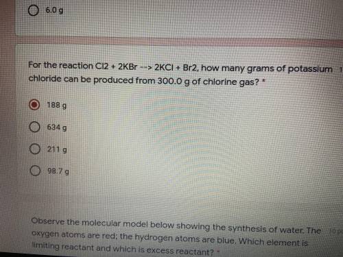 Can someone answer this asap!! All I know is 188g is incorrect!
