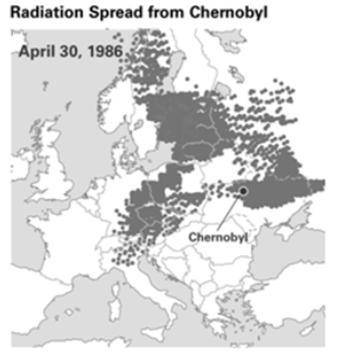 What does the featured map suggest about the spread of radiation pollution from one country?

ever