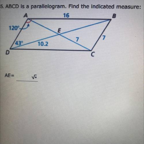 ABCD is a parallelogram. Find the indicated measure: