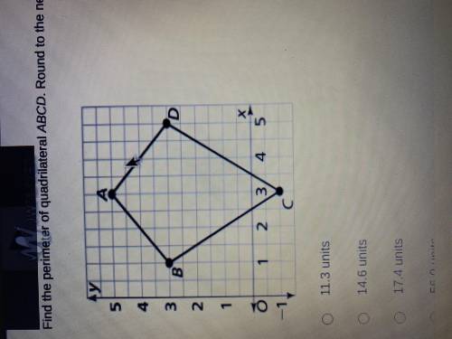 Find the perimeter of quadrilateral ABCD round the nearest tenth.