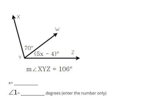Use the diagram below to find x and the missing angle.