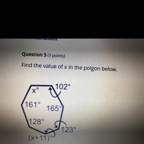Find the value of x in the polgon below.