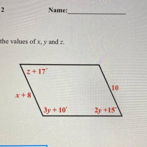 Find the values; is a parallelogram