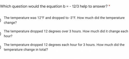 Which question would the equation b = - 12/3 help to answer?