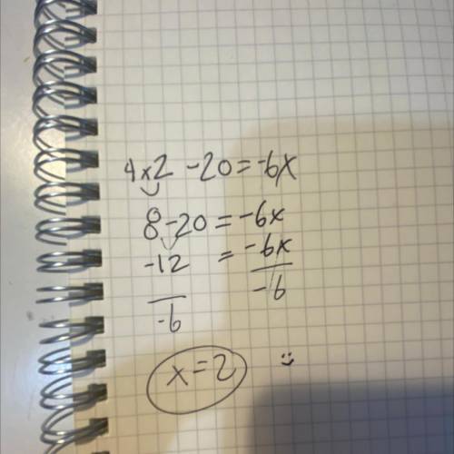 Write the quadratic equation in standard form:
4x2 – 20 = -6x