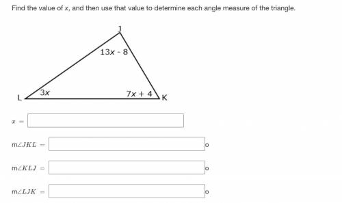 Triangle Sum Practice - Digital

Find the value of x, and then use that value to determine each an
