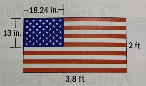The blue portion of the American flag is known as the union. Using the measurements in the diagram,