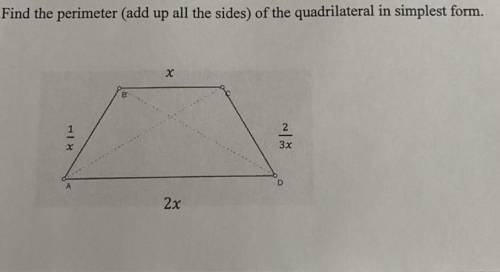 Find the perimeter (add up all the sides) of the quadrilateral in simplest form.