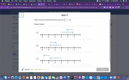 Which number line model represents the expression