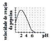 A pepsina é uma enzima digestiva cuja velocidade de reação é influenciada tanto pelo pH quanto pela