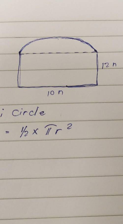 Find the area of semi circle and rectangle​