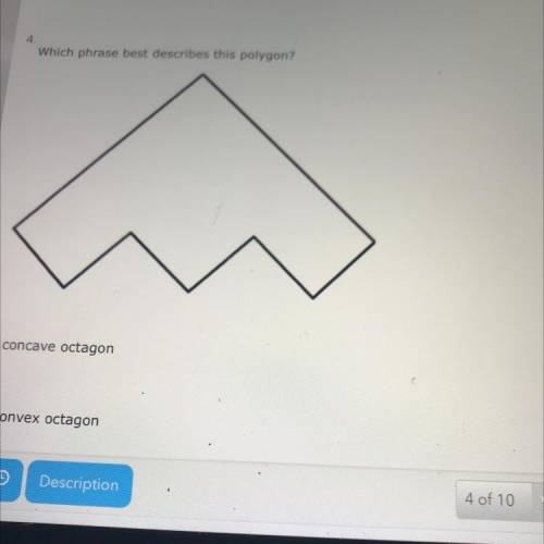Please help me

A concave octagon
B convex octagon
C concave nonagon
D convex nonagon