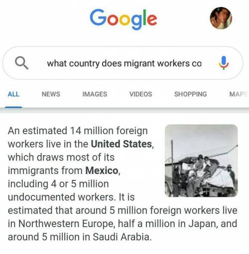ASAP What country does Migrant workers come from?​