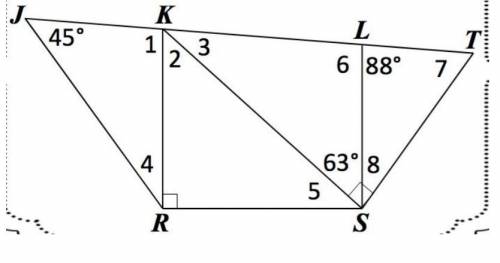 If KR || LS, find the measure of each numbered angle.