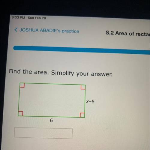 Find the area. Simplify your answer.
x-5
6