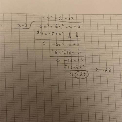 Can someone help me with this math problem? and show me the work? please haha

Divide -4x^3 +2x^2-x