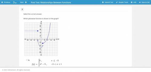 Select the correct answer. Which piecewise function is shown on the graph?