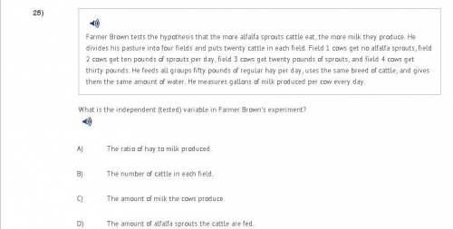 Farmer Brown tests the hypothesis that the more alfalfa sprouts cattle eat, the more milk they prod