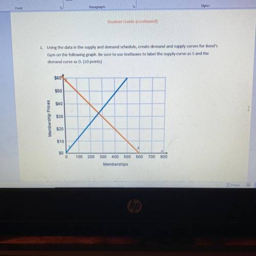 1. Using the data in the supply and demand schedule, create demand and supply curves for Bond's

G