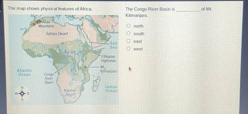 The map shows physical features of Africa. of Mt. The Congo River Basin is Kilimanjaro. Atlas Mount