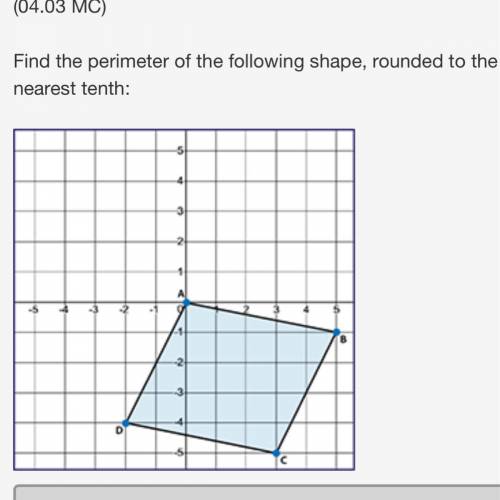 Find the perimeter of the following shape, rounded to the nearest tenth:

 
coordinate plane with q