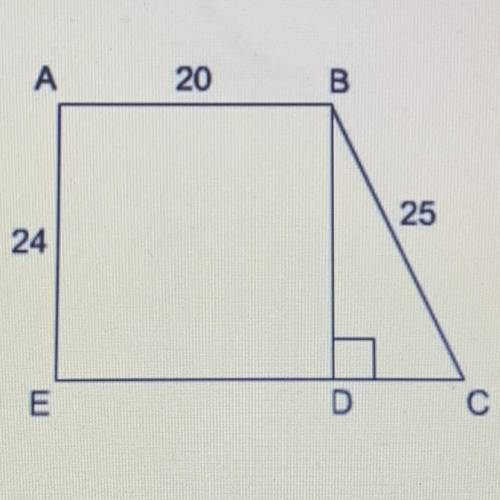 Line segment BD divides trapezoid ABCE into a rectangle and a right

triangle as shown. What is th
