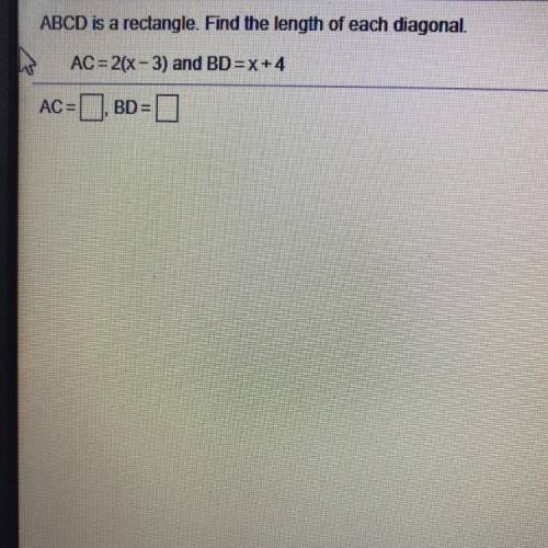 ABCD is a rectangle. Find the length of each diagonal.