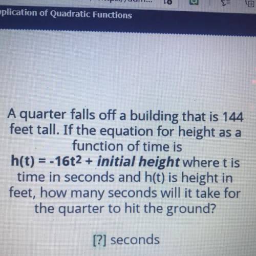 A quarter falls off a building that is 144

feet tall. If the equation for height as a
function of