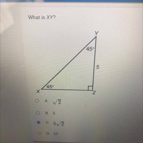 What is XY? YZ=5
Right triangle