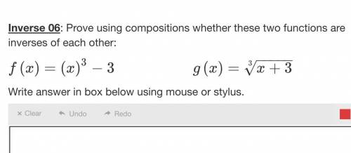 PLSS HELPP! Prove using compositions whether these two functions are inverses of each other: